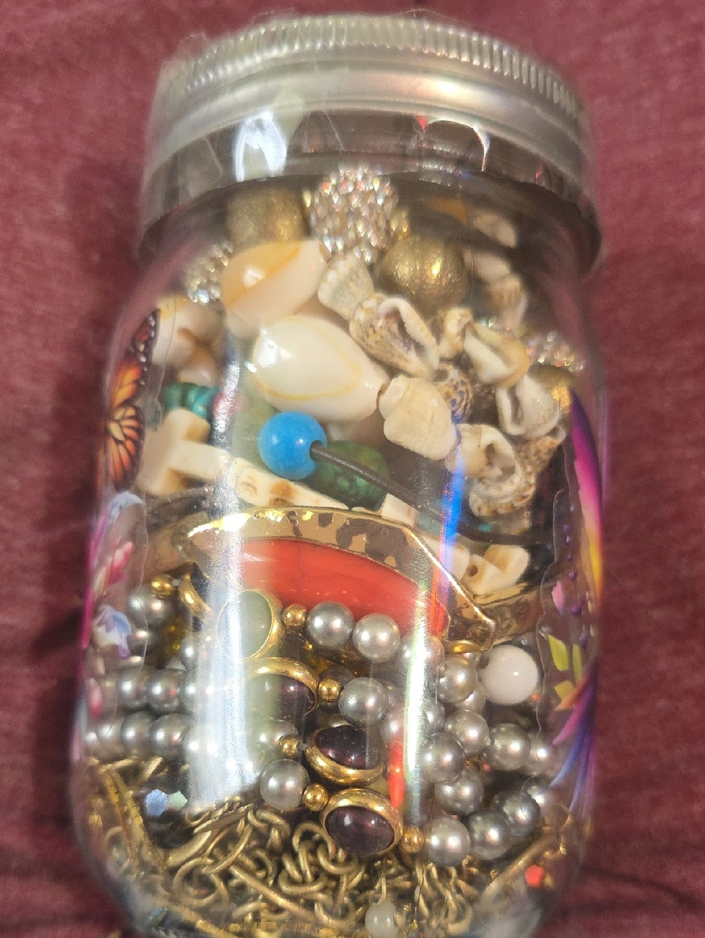 Mixed Jewelry and Bead Jar - Colorful Assortment